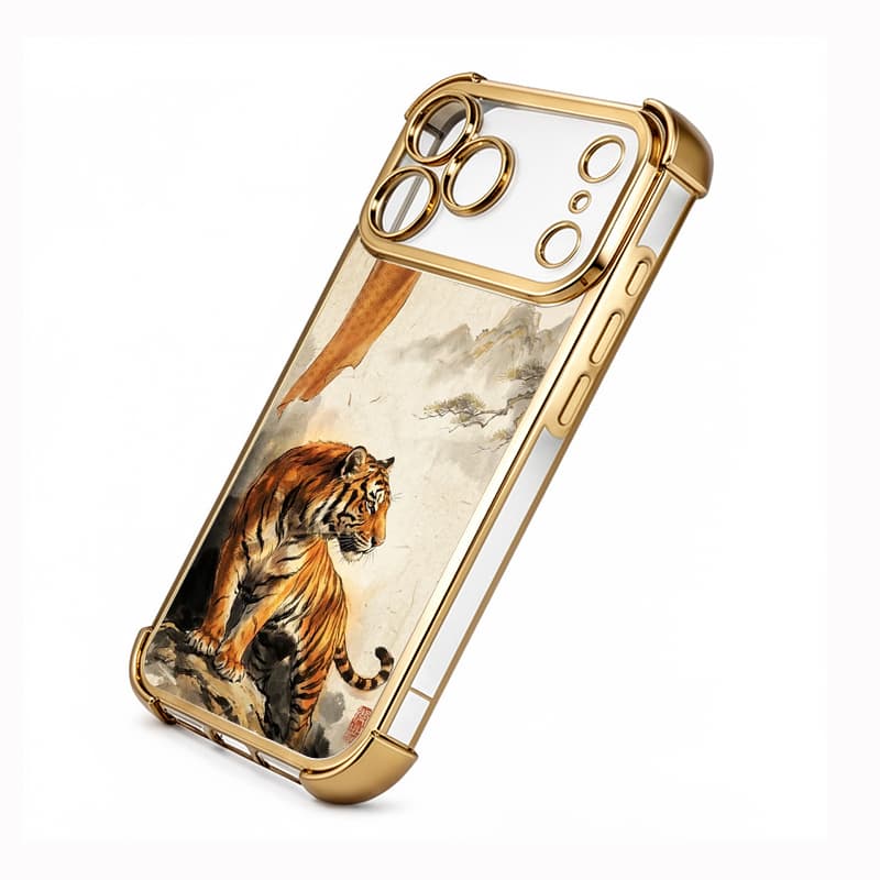 Electroplated Corner Shockproof Phone Case Black Horse HD Print Full Coverage Anti-Drop Protective Cover 6