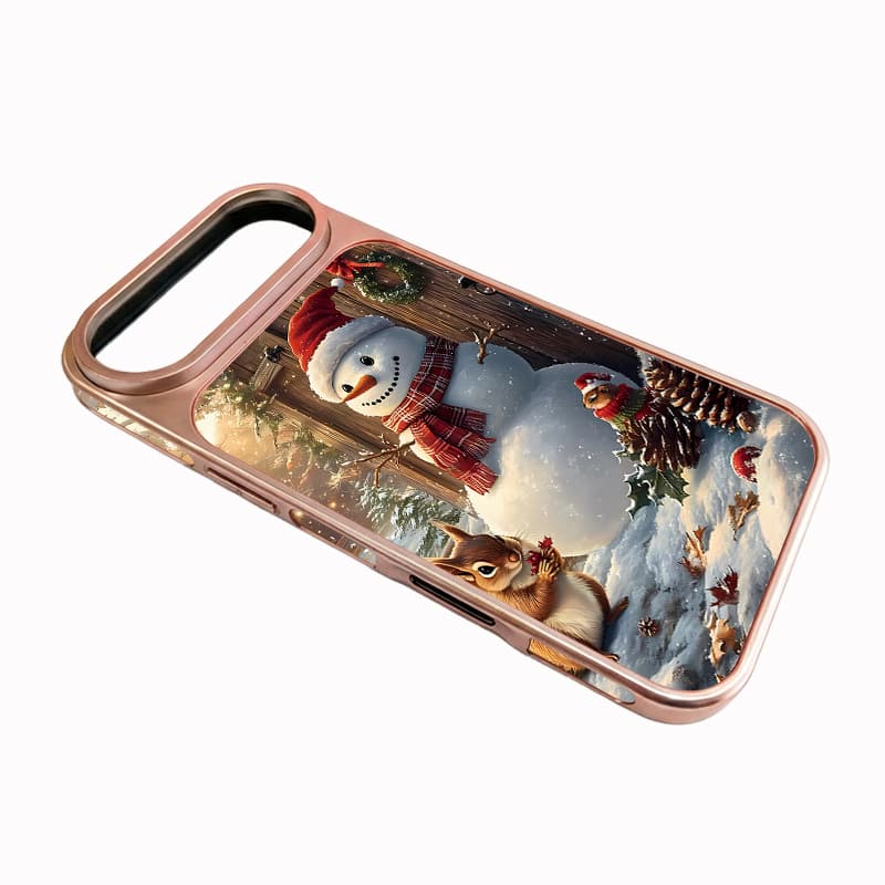 Christmas Snowman and Squirrel Cartoon Phone Case 3