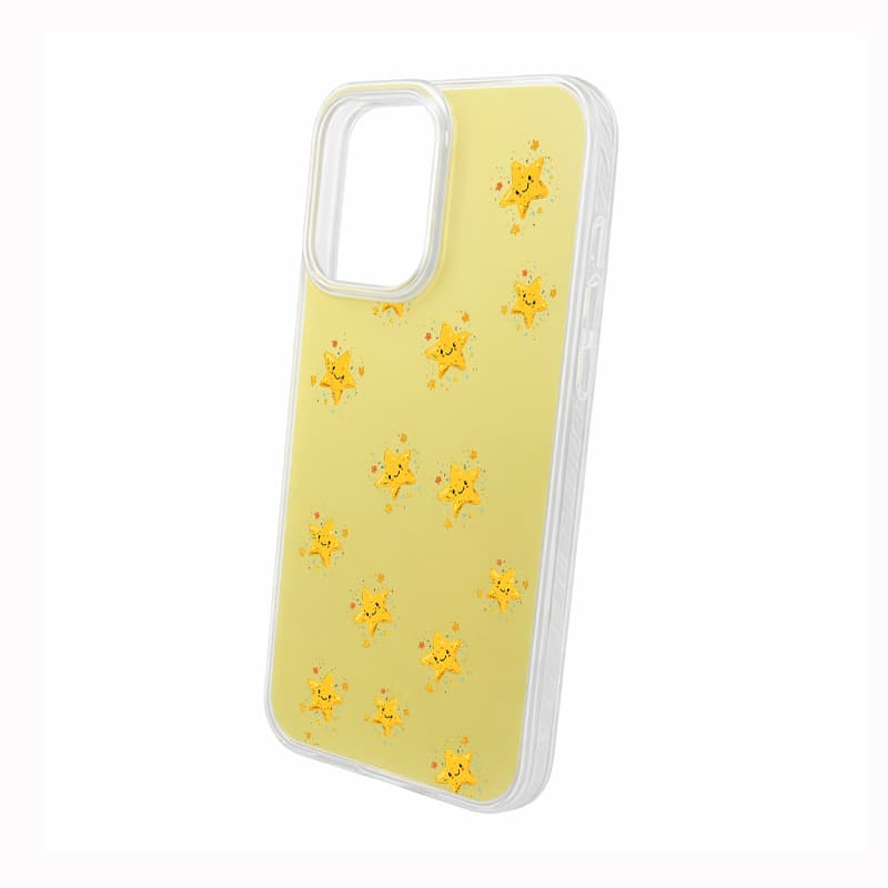 Cream Case Yellow Smiley Star Pattern Phone Case Transparent Soft Edge Shockproof Cover 2