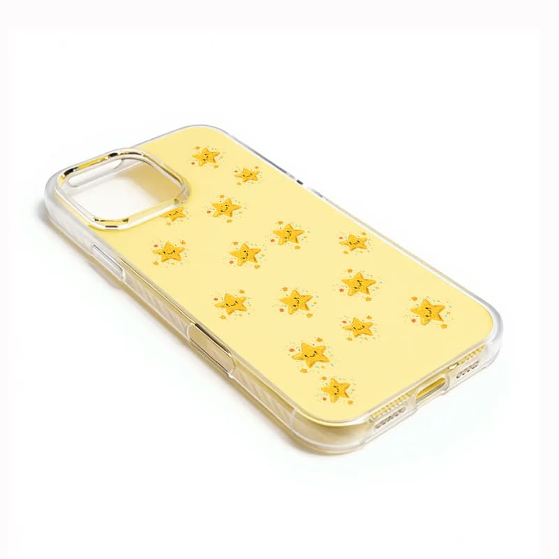 Cream Case Yellow Smiley Star Pattern Phone Case Transparent Soft Edge Shockproof Cover 3