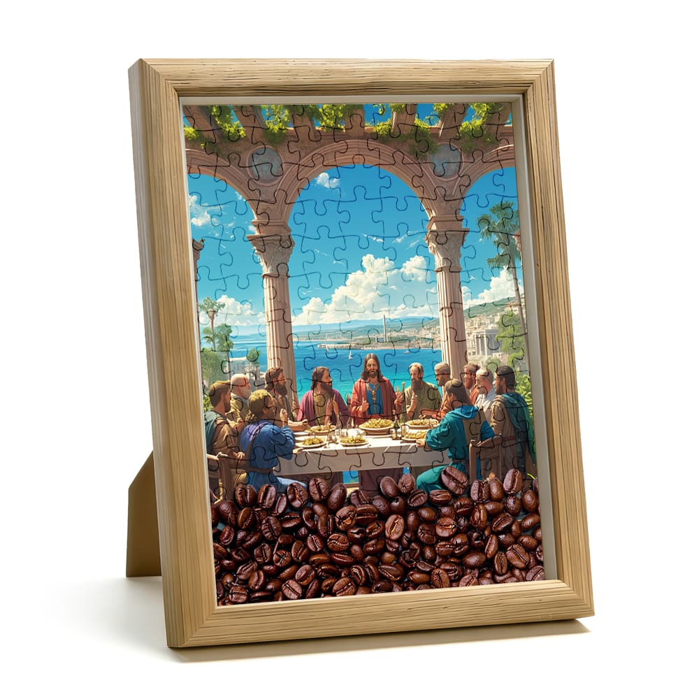 The Last Supper Coastal Jigsaw Puzzle, 126 Pieces Wooden Puzzle with Frame, Christian Art Decor Gift 2