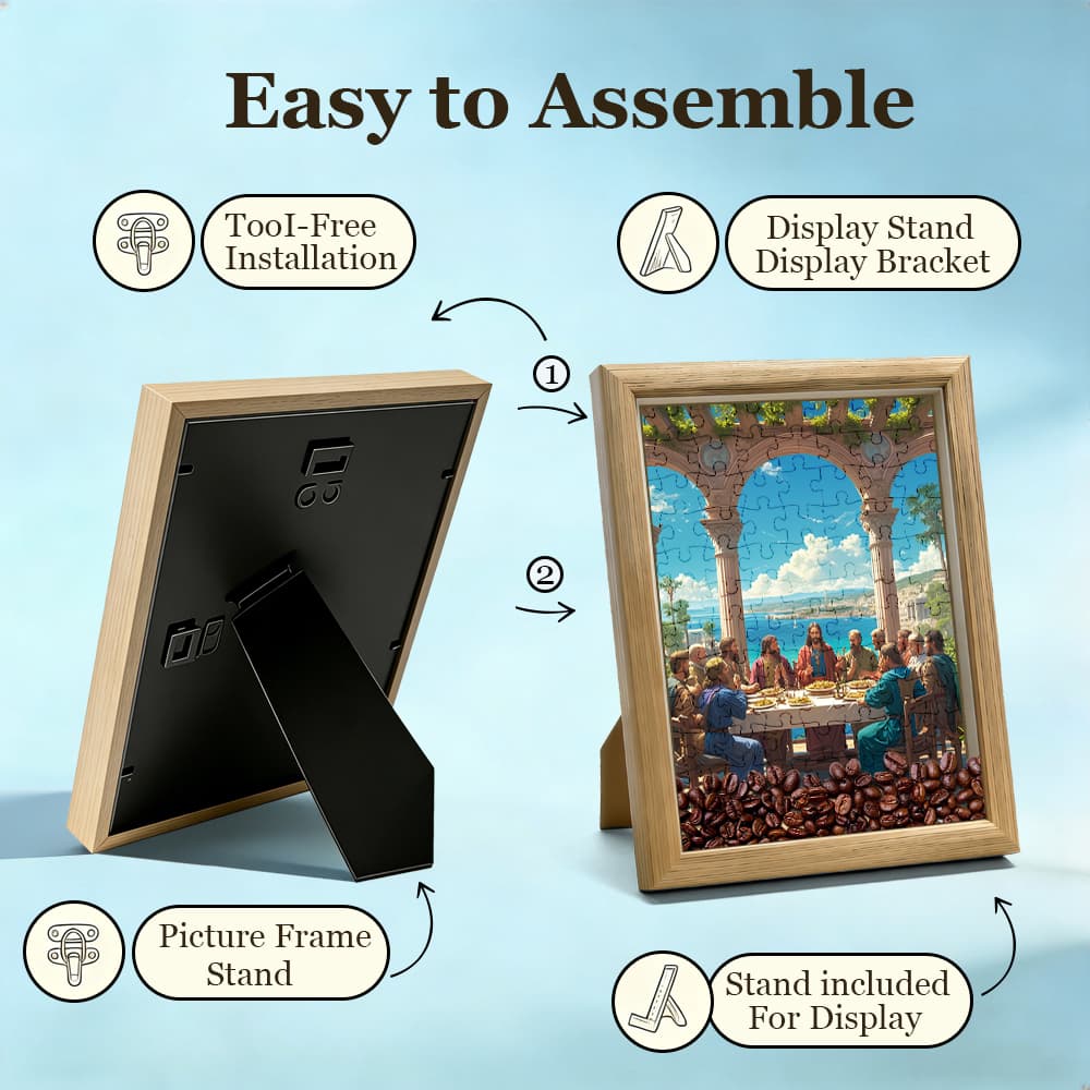 The Last Supper Coastal Jigsaw Puzzle, 126 Pieces Wooden Puzzle with Frame, Christian Art Decor Gift 3