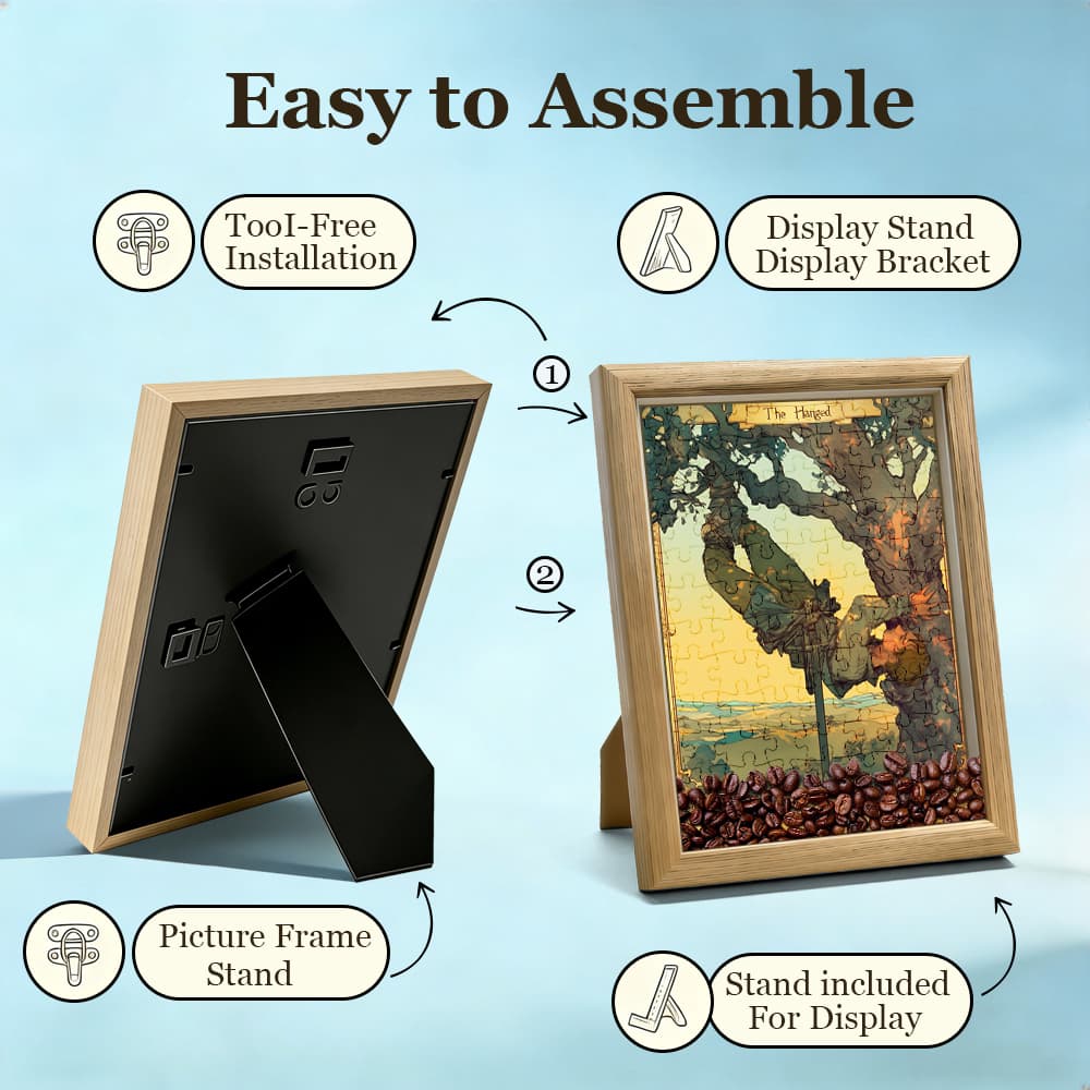 The Hanged Man Tarot Card Jigsaw Puzzle, 126 Pieces Wooden Puzzle with Frame, Mystic Art Decor for Tarot Lovers 2