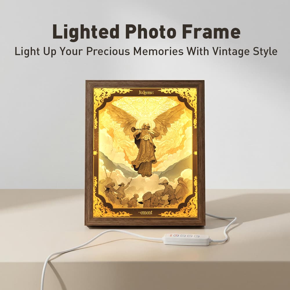 Judgement Tarot Angel LED Light Up Frame, Mystic Spiritual Light Art, Dimmable Night Light Decor 2