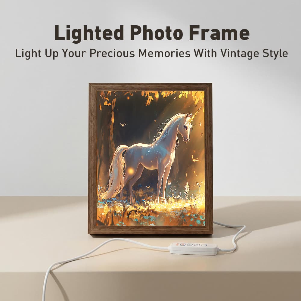 Magical Unicorn LED Light Up Frame, Enchanted Forest Light Art, Dimmable Night Light Decor 2