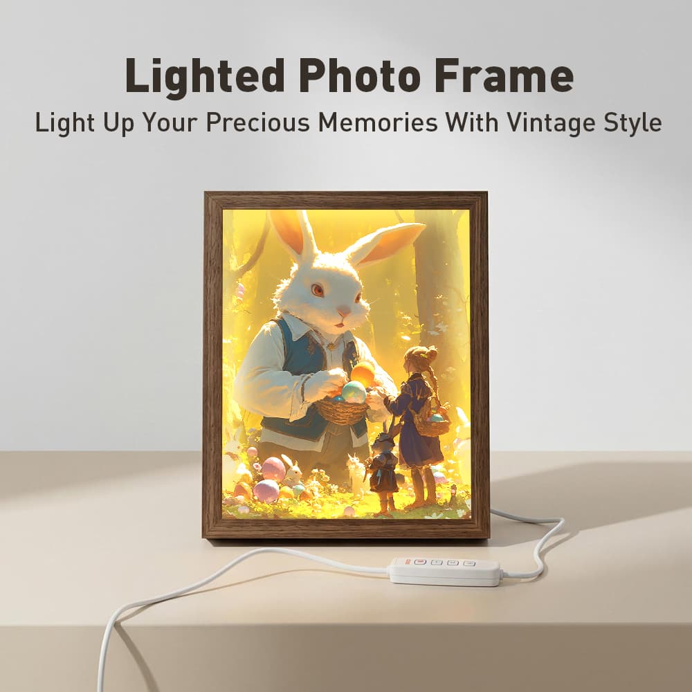 Easter Bunny Giant Rabbit LED Light Up Frame, Whimsical Egg Hunt Light Art, Dimmable Night Light Decor 2