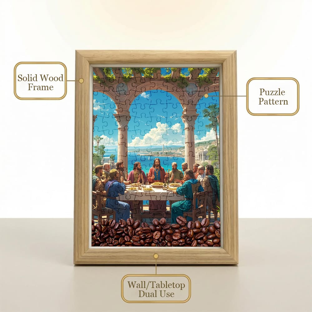 The Last Supper Coastal Jigsaw Puzzle, 126 Pieces Wooden Puzzle with Frame, Christian Art Decor Gift 4