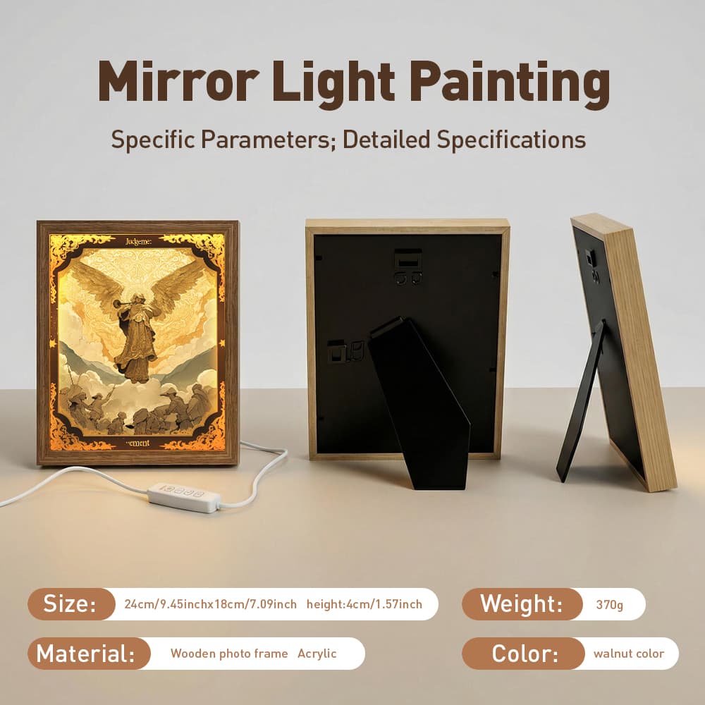 Judgement Tarot Angel LED Light Up Frame, Mystic Spiritual Light Art, Dimmable Night Light Decor 3
