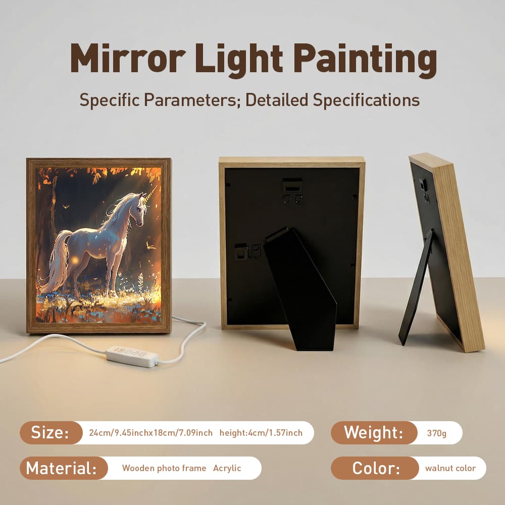 Magical Unicorn LED Light Up Frame, Enchanted Forest Light Art, Dimmable Night Light Decor 3