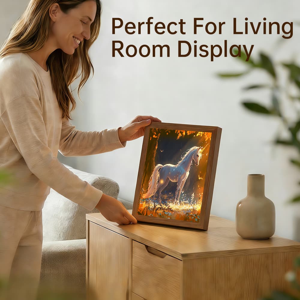 Magical Unicorn LED Light Up Frame, Enchanted Forest Light Art, Dimmable Night Light Decor 4