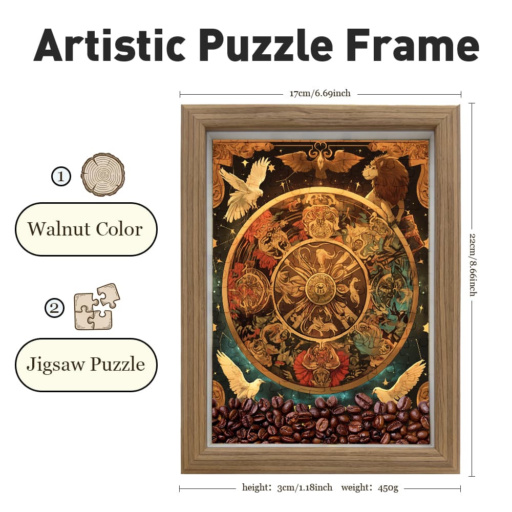 Wheel of Fortune Tarot Jigsaw Puzzle, 126 Pieces Wooden Puzzle with Frame, Mystic Astrology Art Decor 4