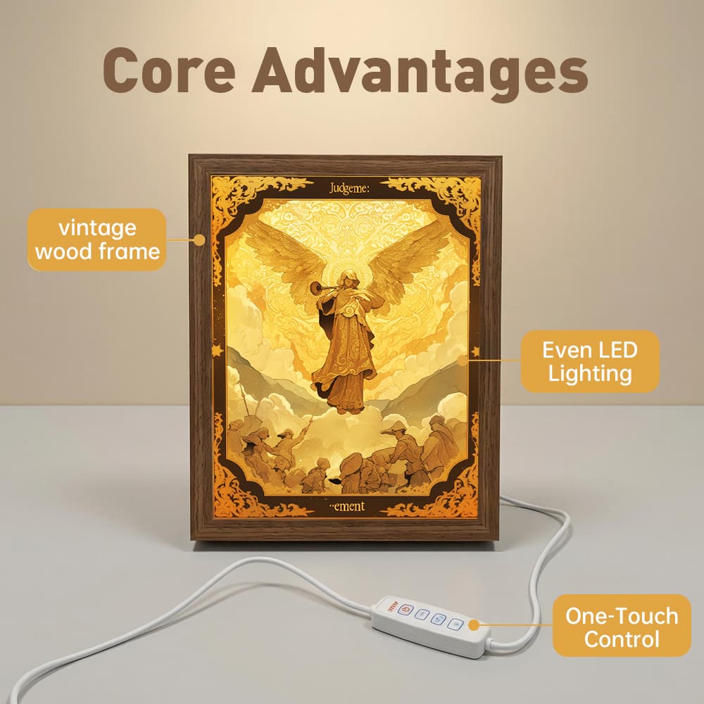Judgement Tarot Angel LED Light Up Frame, Mystic Spiritual Light Art, Dimmable Night Light Decor 5