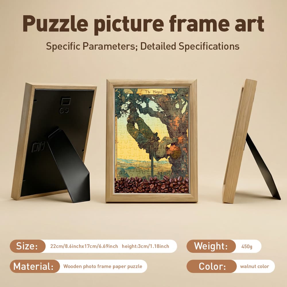 The Hanged Man Tarot Card Jigsaw Puzzle, 126 Pieces Wooden Puzzle with Frame, Mystic Art Decor for Tarot Lovers 6