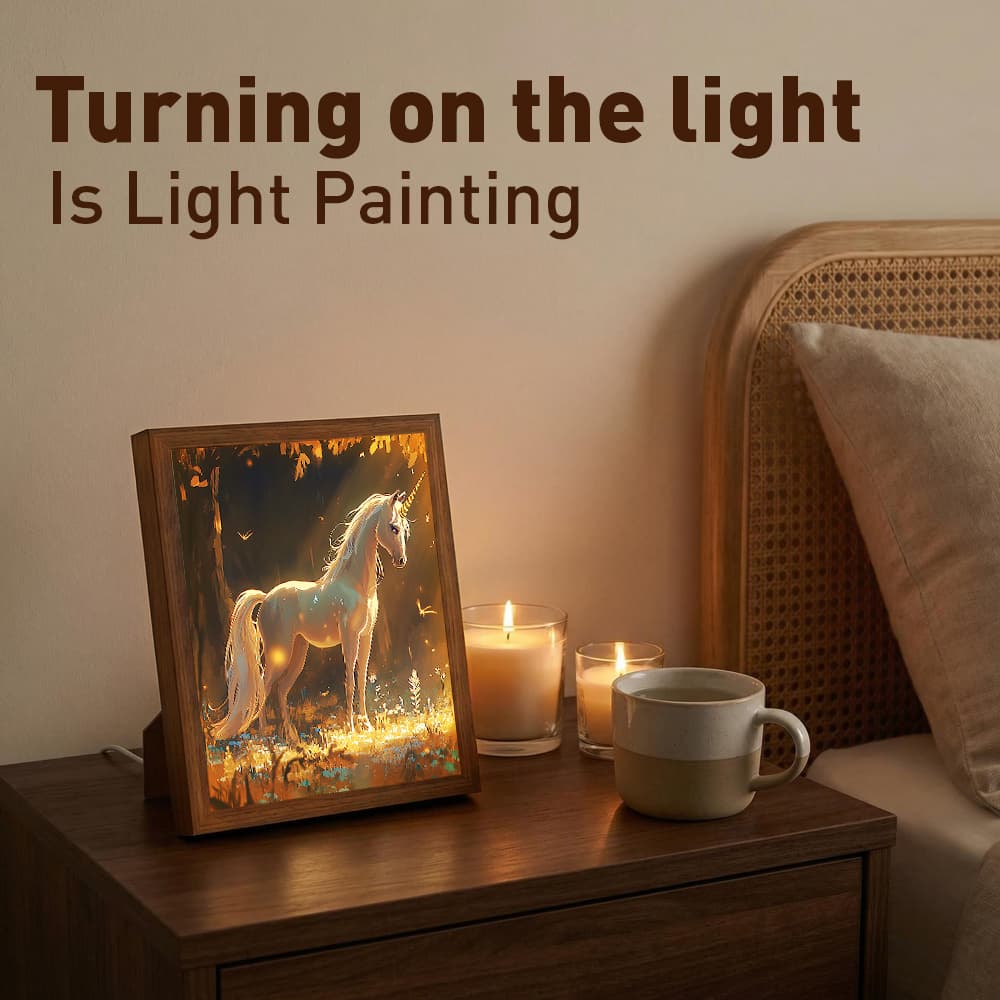 Magical Unicorn LED Light Up Frame, Enchanted Forest Light Art, Dimmable Night Light Decor 6