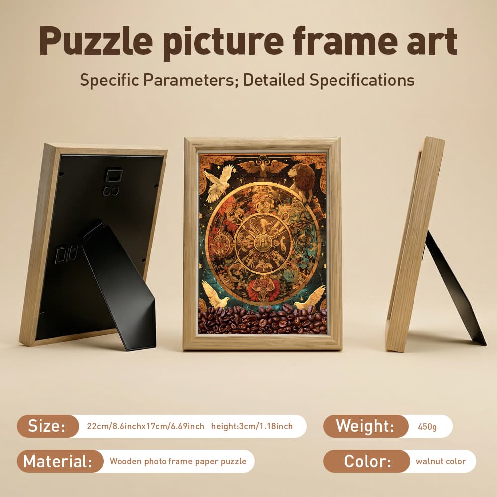 Wheel of Fortune Tarot Jigsaw Puzzle, 126 Pieces Wooden Puzzle with Frame, Mystic Astrology Art Decor 6